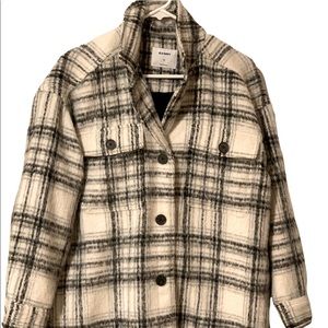 Like New Old Navy Black & White Plaid Peacoat